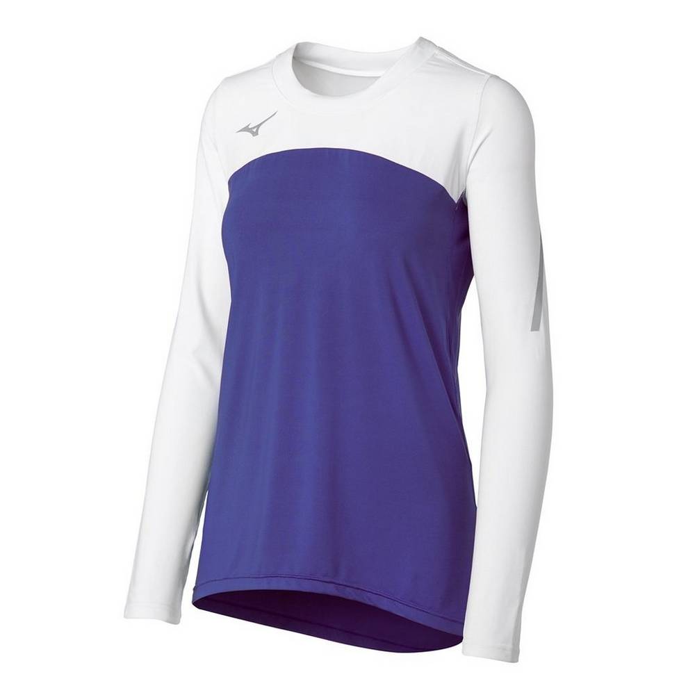 Mizuno Women's Techno VII Long Sleeve Volleyball Jersey Purple/White (440681-UER)